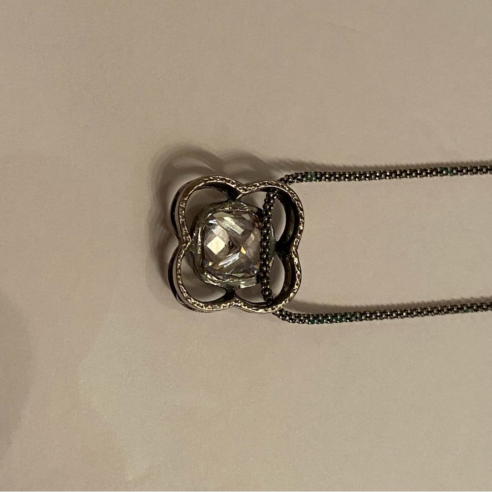 SILPADA NECKLACE STERLING SILVER 925 POPCORN CHAIN 16” CZ FLOWER PENDANT N1411 - Picture 10 of 11